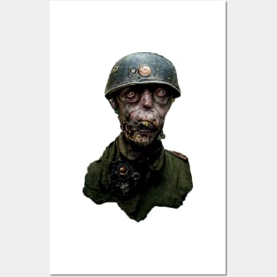 Zombie Nazi Head, WW2 zombie soldier Posters and Art